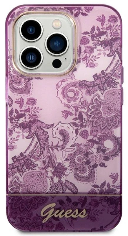 Dėklas GUESS GUHCP14XHGPLHF IPHONE 14 PRO MAX 6,7 colių FUCHSJA / FUSCHIA PORCELAN KOLEKCIJA