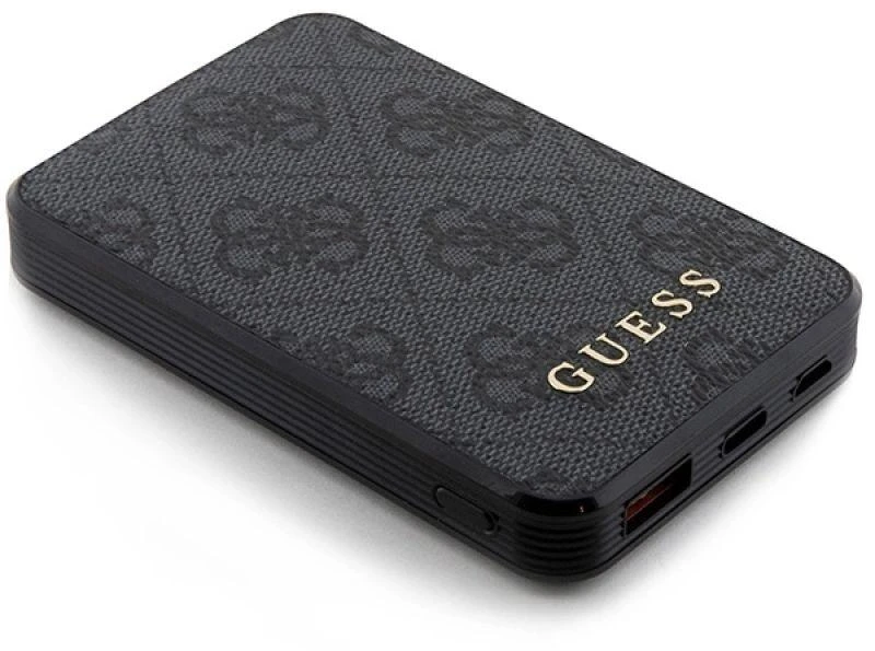 Guess Powerbank 15W GUPB5LP4GEGK 5000mAh juodos spalvos 4G odinis metalinis logotipas