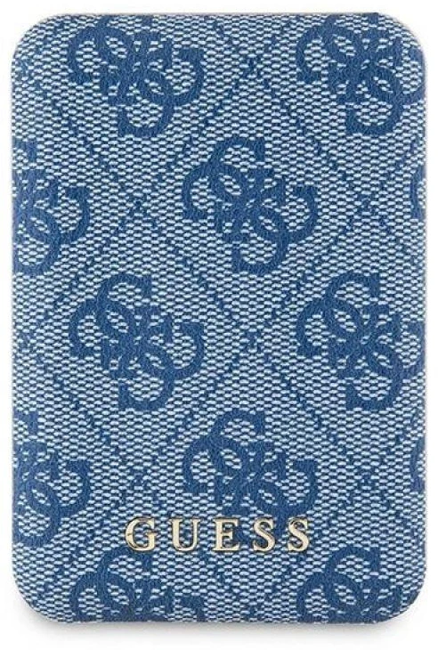 „Guess“ indukcinė išorinė baterija 15WGUPB5FP4EMGB 5000mAh mėlynas 4G odinis metalinis logotipas su „MagSafe“ logotipu