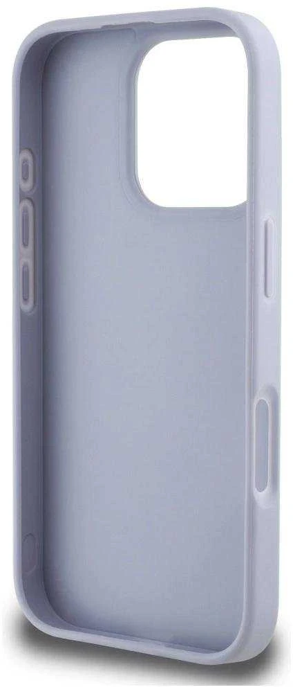 Dėklas Guess Hot Stamp 4G Pattern Triangle Metal Logo Apple iPhone 16 Pro Max violetinės spalvos