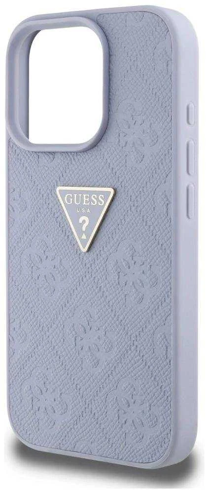 Dėklas Guess Hot Stamp 4G Pattern Triangle Metal Logo Apple iPhone 16 Pro Max violetinės spalvos