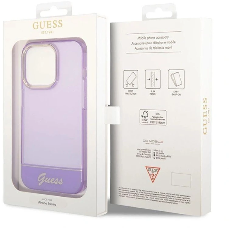 Permatomas telefono dėklas Guess Translucent iPhone 14 Pro Max