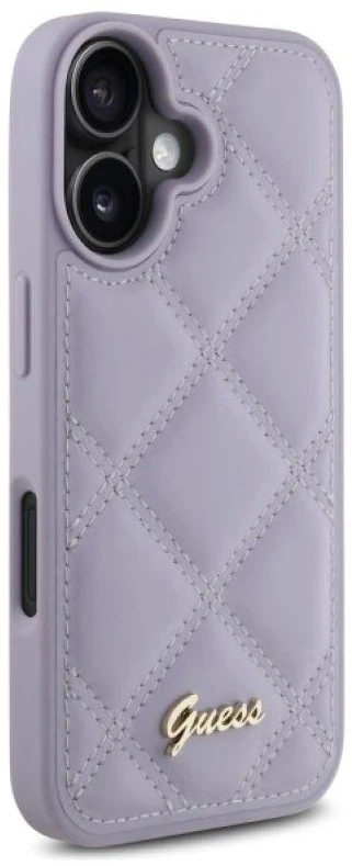 Guess GUHCP16SPSQSQSU Apple iPhone 16 6.1″ light violetinės spalvos kietas dėklas Quiled Metal Logo