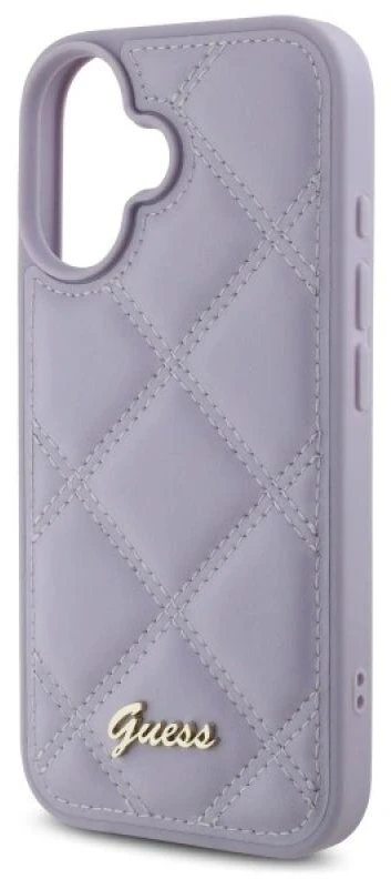 Guess GUHCP16SPSQSQSU Apple iPhone 16 6.1″ light violetinės spalvos kietas dėklas Quiled Metal Logo