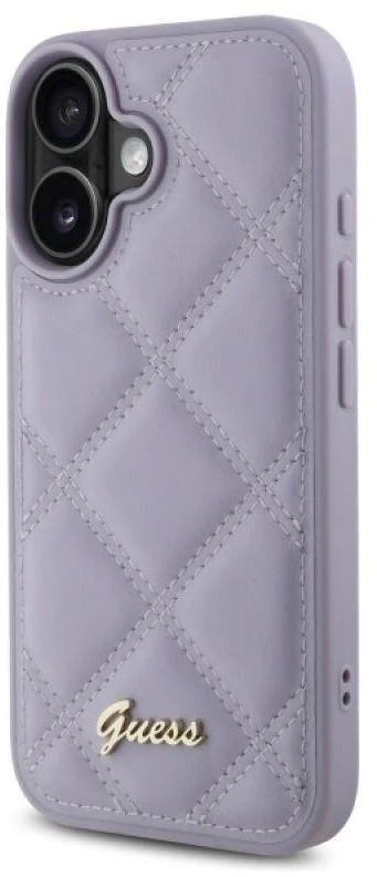 Guess GUHCP16SPSQSQSU Apple iPhone 16 6.1″ light violetinės spalvos kietas dėklas Quiled Metal Logo