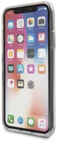 Guess Flower Desire Raudona Rose iPhone X dėklas – skaidrus