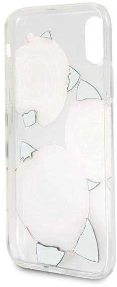 Guess Flower Desire Raudona Rose iPhone X dėklas – skaidrus