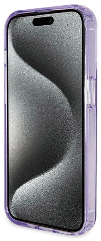 Dėklas GUESS GUHMP14LHRSGU IPHONE 14 PRO 6.1 "purpurinis/purpurinis KIETAS DĖLĖS RING STOVAS SCRIPT GLITTER MAGSAFE