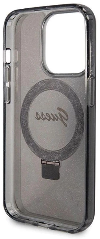 Dėklas GUESS GUHMP13LHRSGSK IPHONE 13 PRO / 13 6.1 "Juodas / Juodas HARDCASE RING STAND SCRIPT GLITTER MAGSAFE