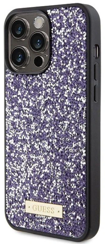 Guess Rhinestone Metal Logo dėklas, skirtas iPhone 15 Pro Max - rožinis