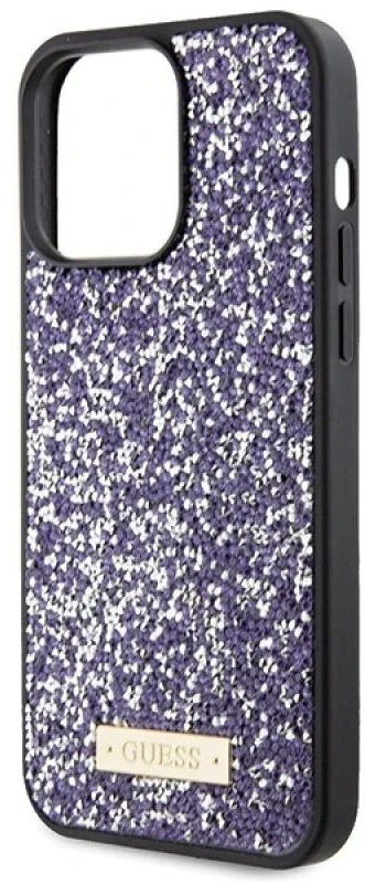 Guess Rhinestone Metal Logo dėklas, skirtas iPhone 15 Pro Max - rožinis