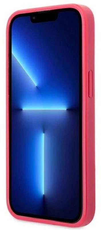 Guess GUHCP13LPS4MF Apple iPhone 13 Pro / 13 6,1″ rožinės spalvos kietas dėklas Saffiano 4G Small Metal Logo