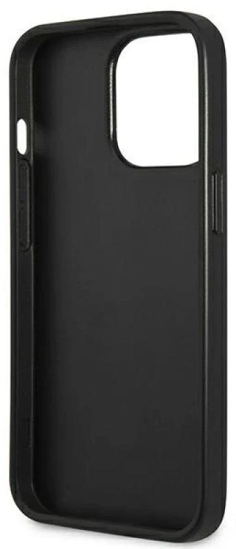 Guess GUHCP13LPS4MK Apple iPhone 13 Pro / 13 6,1″ juodos spalvos kietas dėklas Saffiano 4G Small Metal Logo