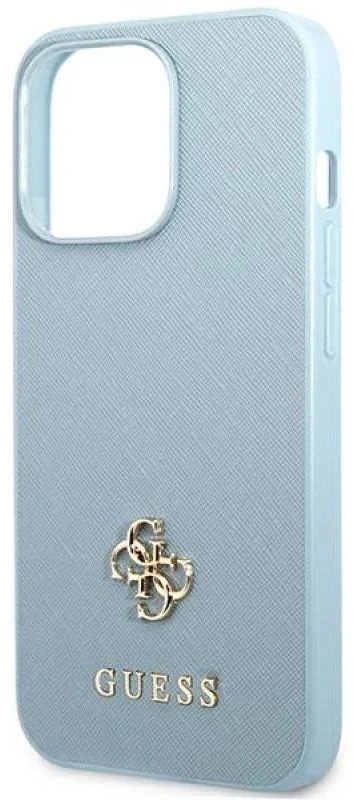 Guess GUHCP13XPS4MB Apple iPhone 13 Pro Max 6,7″ mėlynas kietas dėklas Saffiano 4G Small Metal Logo