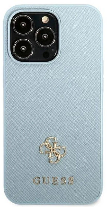 Guess GUHCP13XPS4MB Apple iPhone 13 Pro Max 6,7″ mėlynas kietas dėklas Saffiano 4G Small Metal Logo