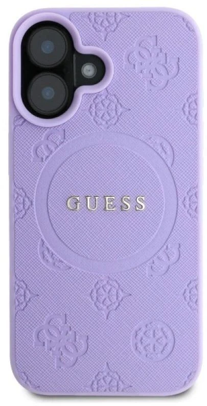 Guess GUHMP16MPSAPSMEU Apple iPhone 16 Plus 6.7″ violetinės spalvos kietas dėklas Saffiano Peony Classic Logo
