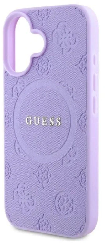 Guess GUHMP16MPSAPSMEU Apple iPhone 16 Plus 6.7″ violetinės spalvos kietas dėklas Saffiano Peony Classic Logo