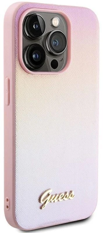 Dėklas GUESS GUHCP15LPSAIRSP IPHONE 15 PRO 6.1 "Rožinis/Rožinis HARDCASE SAFFIANO IRIDESCENT SCRIPT