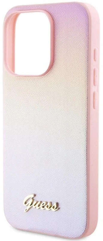 Dėklas GUESS GUHCP15LPSAIRSP IPHONE 15 PRO 6.1 "Rožinis/Rožinis HARDCASE SAFFIANO IRIDESCENT SCRIPT