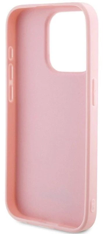 Guess GUHCP14XPSAIRSP Apple iPhone 14 Pro Max 6.7″ rožinės spalvos kietas dėklas Saffiano Iridescent Script