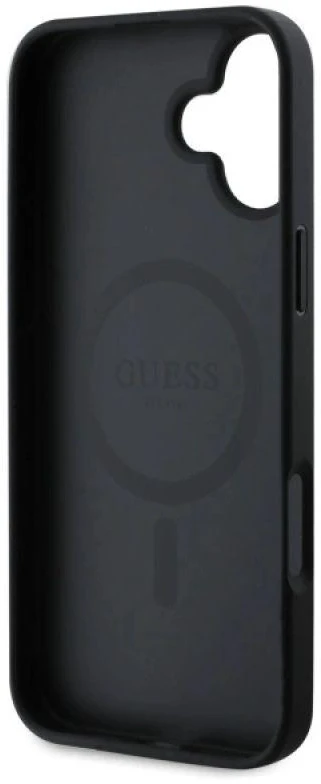 Guess GUHMP16SPSAHMCK Apple iPhone 16 6.1″ juodos spalvos kietas dėklas Saffiano Classic Logo MagSafe