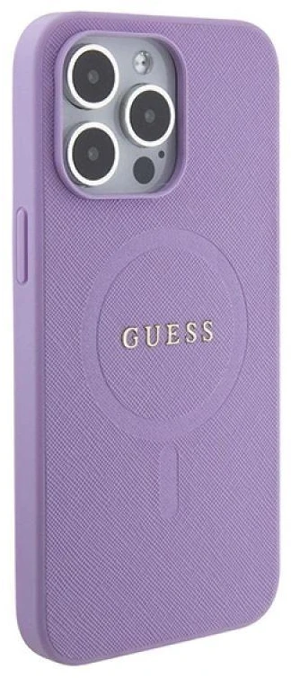 Dėklas GUESS GUHMP15LPSAHMCU IPHONE 15 PRO 6.1 "PURPLE/PURPLE HARDCASE SAFFIANO MAGSAFE