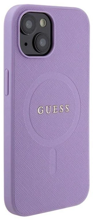 Apple iPhone 15 Plus Guess dėklas Saffiano MagSafe (GUHMP15MPSAHMCU) violetinės spalvos