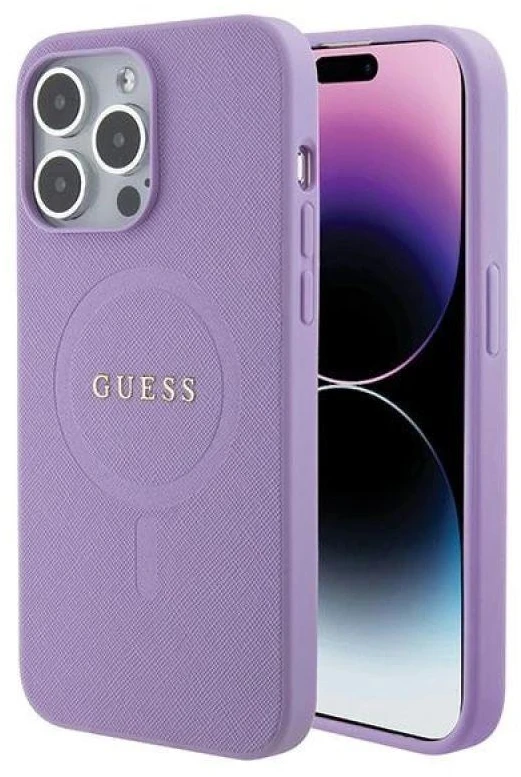 Dėklas GUESS GUHMP15LPSAHMCU IPHONE 15 PRO 6.1 "PURPLE/PURPLE HARDCASE SAFFIANO MAGSAFE