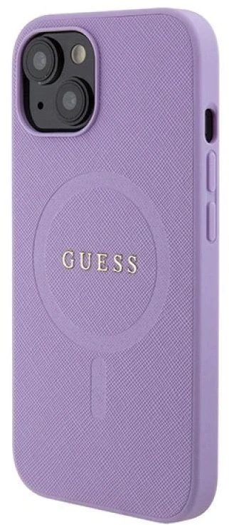 Apple iPhone 15 Plus Guess dėklas Saffiano MagSafe (GUHMP15MPSAHMCU) violetinės spalvos