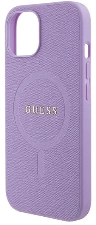 Apple iPhone 15 Plus Guess dėklas Saffiano MagSafe (GUHMP15MPSAHMCU) violetinės spalvos