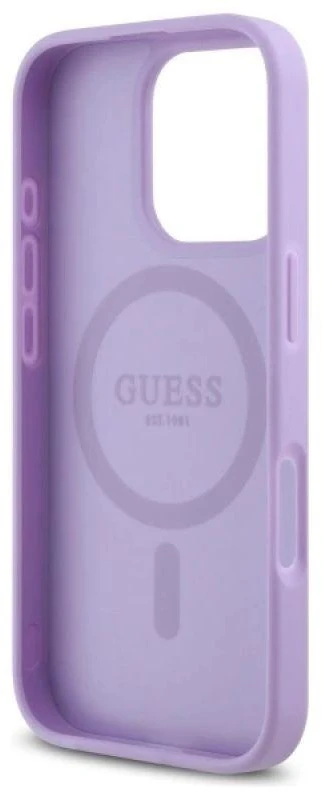 Guess GUHMP16LPSAHMCU Apple iPhone 16 Pro 6.3″ violetinės spalvos kietas dėklas Saffiano MagSafe