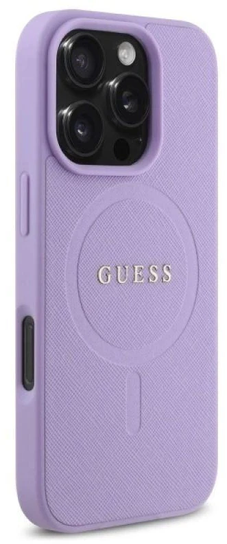 Guess GUHMP16LPSAHMCU Apple iPhone 16 Pro 6.3″ violetinės spalvos kietas dėklas Saffiano MagSafe
