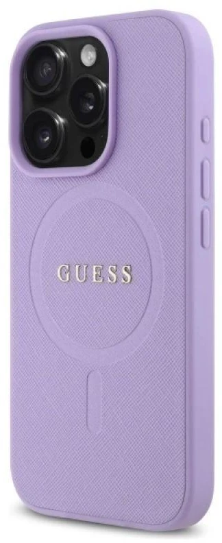 Guess GUHMP16LPSAHMCU Apple iPhone 16 Pro 6.3″ violetinės spalvos kietas dėklas Saffiano MagSafe
