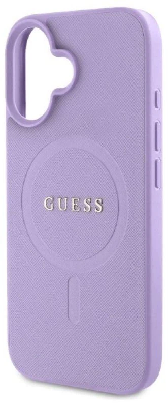 Guess GUHMP16SPSAHMCU Apple iPhone 16 6.1″ violetinės spalvos kietas dėklas Saffiano MagSafe