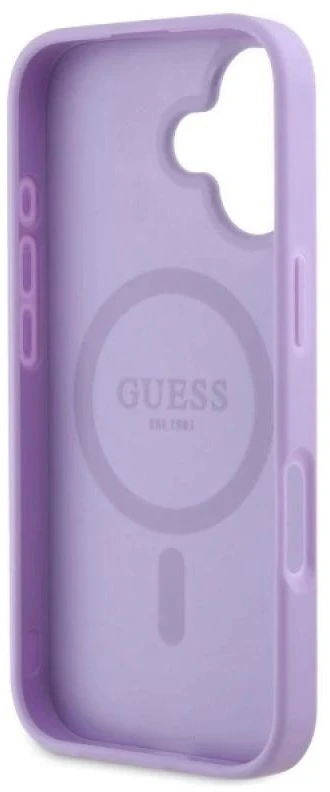 Guess GUHMP16SPSAHMCU Apple iPhone 16 6.1″ violetinės spalvos kietas dėklas Saffiano MagSafe