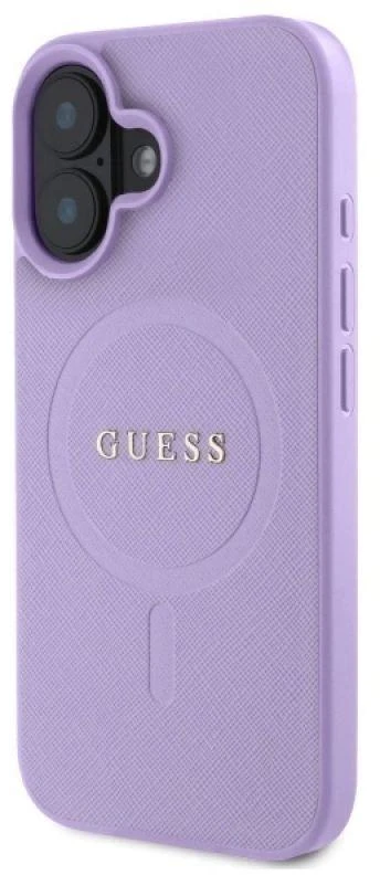 Guess GUHMP16SPSAHMCU Apple iPhone 16 6.1″ violetinės spalvos kietas dėklas Saffiano MagSafe