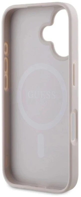 Guess GUHMP16SPSAPSMEP Apple iPhone 16 6.1″rožinės spalvos kietas dėklas Saffiano Peony Classic Logo MagSafe
