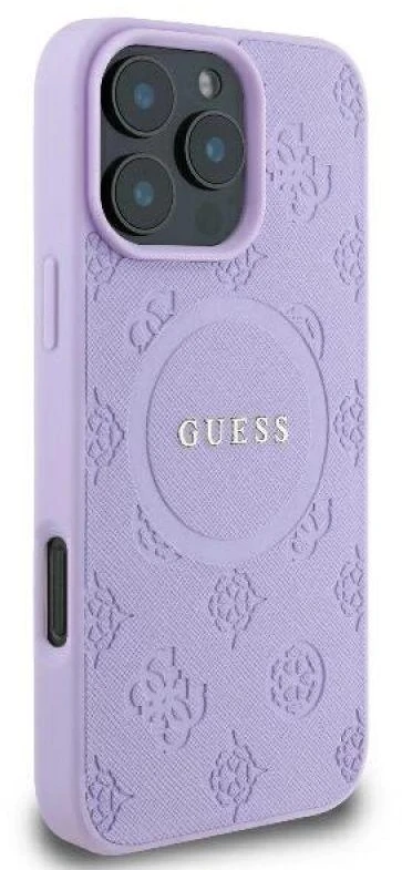 Guess GUHMP16XPSAPSMEU Apple iPhone 16 Pro Max 6.9″ violetinės spalvos kietas dėklas Saffiano Peony Classic Logo M