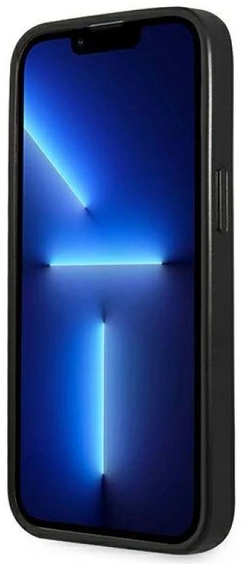 Guess GUHCP13LPSATLG iPhone 13 Pro / 13 6,1 colio sidabrinis kietas dėklas SaffianoTriangle logotipas