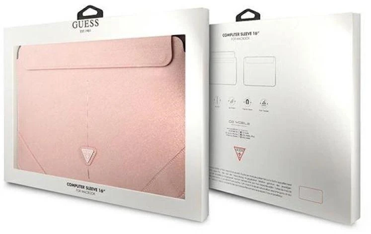 Guess Dėklas kompiuteriui GUCS16PSATLP 16″ rožinės spalvos Saffiano Triangle Logo