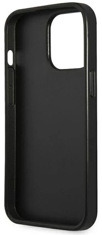 Guess GUHCP13XPSATLG Apple iPhone 13 Pro Max 6,7″ sidabrinis kietas dėklas SaffianoTriangle Logo
