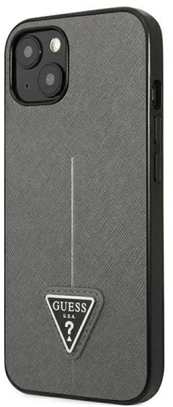Guess GUHCP13MPSATLG Apple iPhone 13 / 14 / 15 6,1″ sidabrinis kietas dėklas SaffianoTriangle Logo