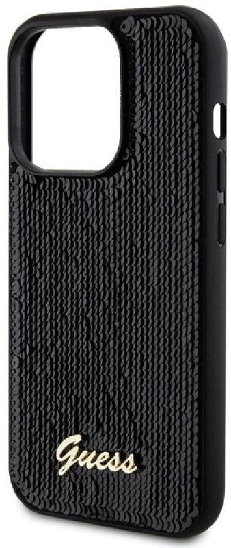 Guess GUHCP13LPSFDGSK Apple iPhone 13 Pro / 13 6.1″ juodos spalvos kietas dėklas Sequin Script Metal