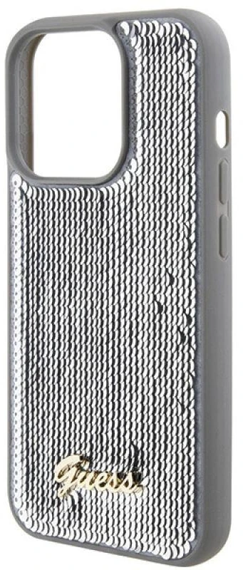 Apple iPhone 15 Pro Max Guess dėklas Sequin Script Metal (GUHCP15XPSFDGSS) sidabrinės spalvos