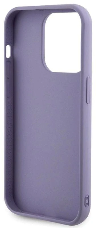 Guess GUHCP15LPSFDGSU iPhone 15 Pro 6.1″violetinės spalvos kietas dėklas Sequin Script Metal