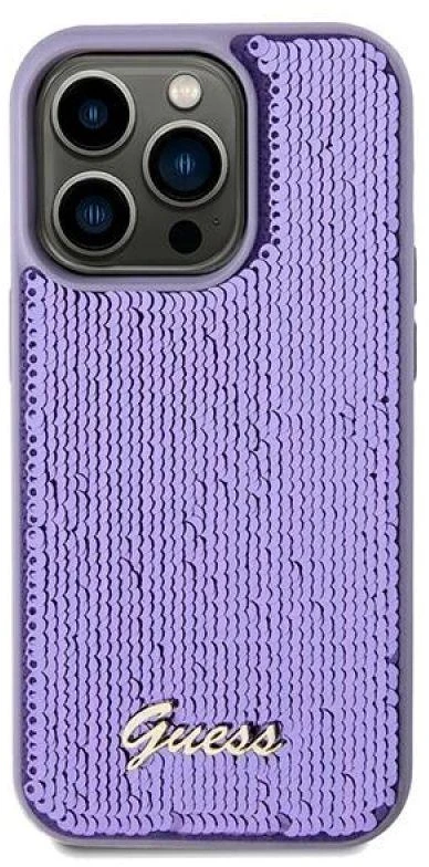 Guess GUHCP13LPSFDGSU Apple iPhone 13 Pro /13 6.1″ violetinės spalvos kietas dėklas Sequin Script Metal