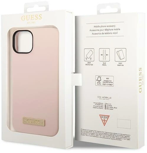 Guess Silicone Logo Plate MagSafe silikoninis dėklas iPhone 13/14/15