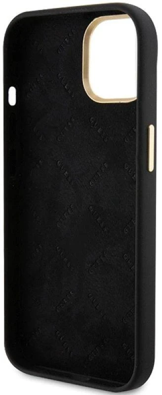 Dėklas GUESS GUHCP15SSMBSLK IPHONE 15/14/13 6.1 "Juodas / Juodas HARDCASE SILICONE SCRIPT METAL LOGO & FRAME
