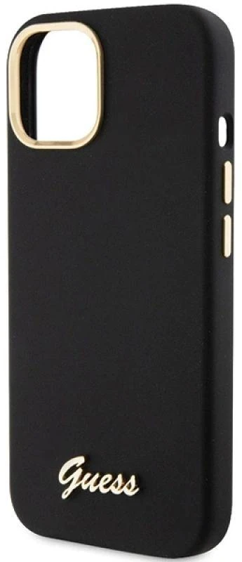 Dėklas GUESS GUHCP15SSMBSLK IPHONE 15/14/13 6.1 "Juodas / Juodas HARDCASE SILICONE SCRIPT METAL LOGO & FRAME