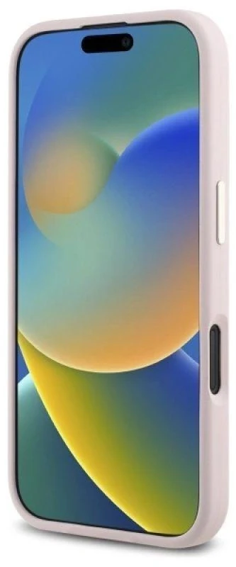 Guess GUHCP16SM4DGPP Apple iPhone 16 6.1″ rožinės spalvos kietas dėklas Silicone Logo Strass 4G